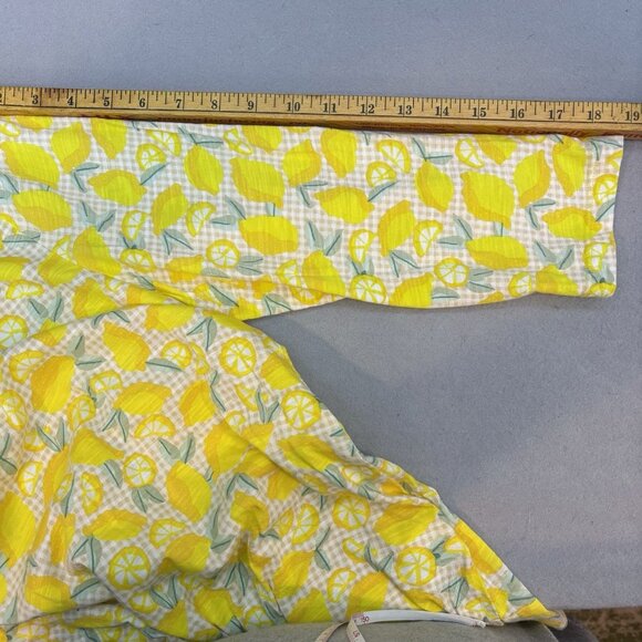 Lands End Slub Jersey 3/4 Sleeve Top Lemon Print SZ Medium 10-12 Summer, Comfort - Picture 6 of 10